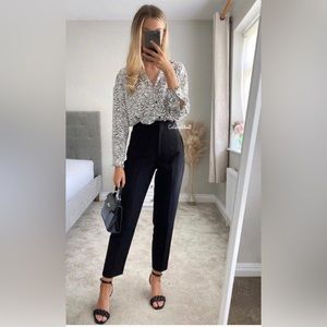 Zara black high waist pleat pant blogger fav